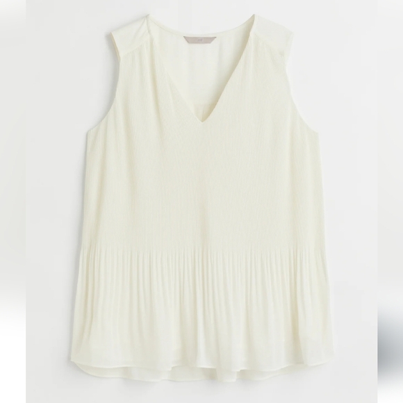 H&M Romantic Office Sleeveless Pleated A Line Chiffon Layered Blouse Large - Picture 11 of 11